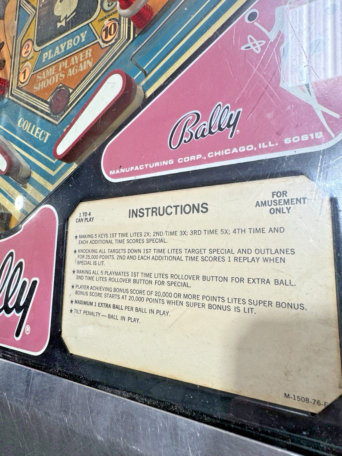 Vintage 1978 Bally Playboy Pinball Machine