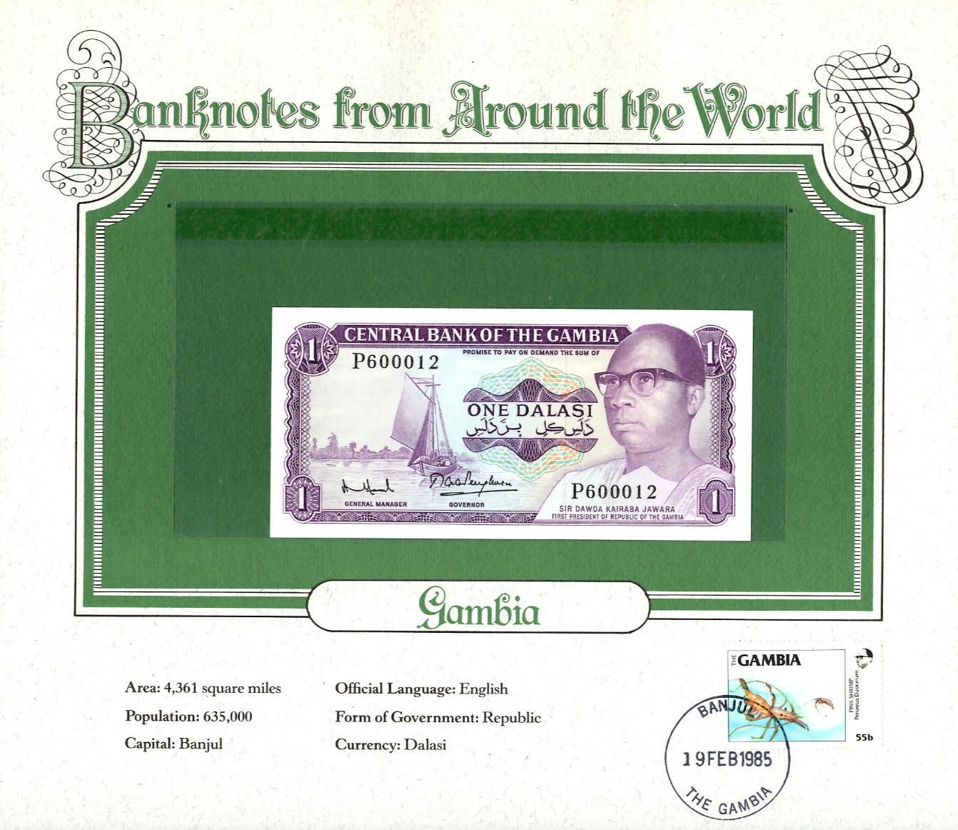 World Banknotes Gambia 1971 1 Dalasi P-4f UNC sign. 7 P600012 Lucky