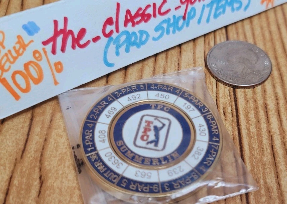 TPC SUMMERLIN YARDAGE Ball Marker site of The SHRINERS a TOUR "ISSUED" Marker