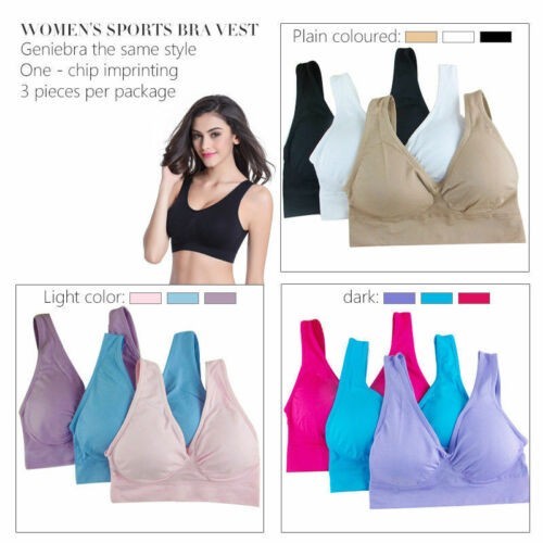 2026 PACK OF 3 Genie Bra Seamless Stretch Comfort Sports Top Shapewear Vest Lot