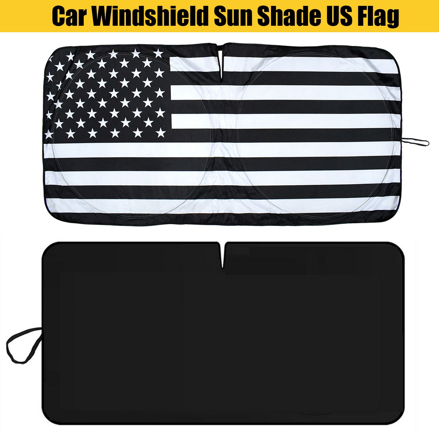 For All Pickup Truck Large US Flag Car Windshield Sun Shade Shield Cover Visor