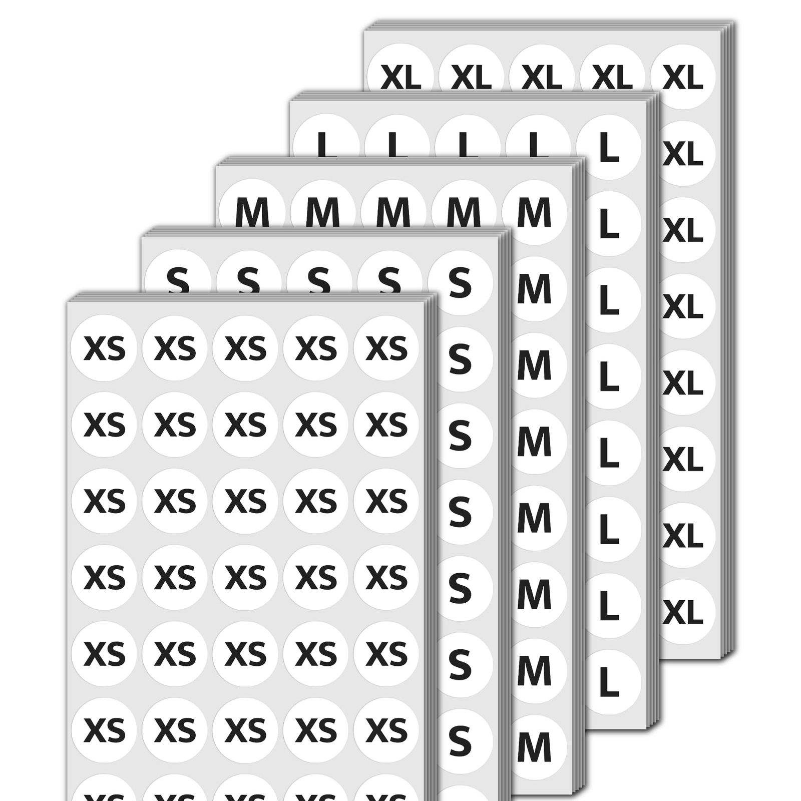 2000 Pcs Clothing Size Round Stickers Shirt Sizing Labels, S/M/L/XL
