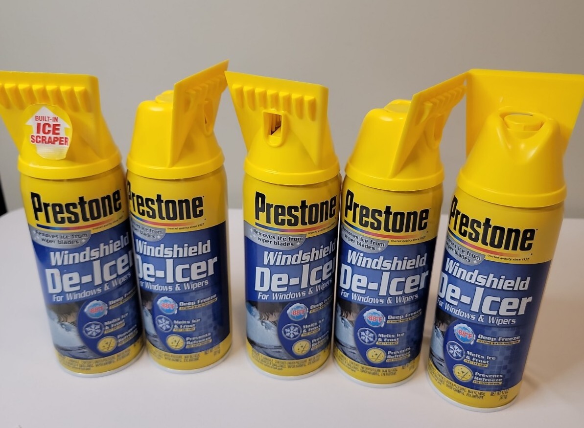 Prestone AS242 Windshield De-Icer SPRAY ICE REMOVER SCRAPER 11 Oz, 5 Pack