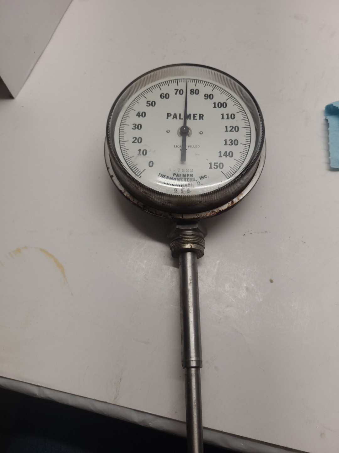 Vintage Palmer Instruments Inc  Dial Thermometer 0-150 A-7222