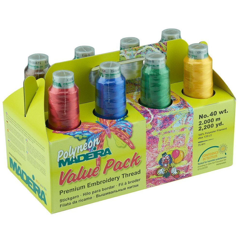 Madeira Polyneon 8 Cone Value Thread Pack, 2200yds, No 40