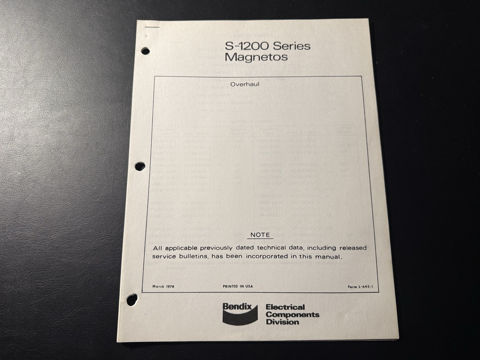 Bendix S-1200 Series Magnetos Overhaul Manual