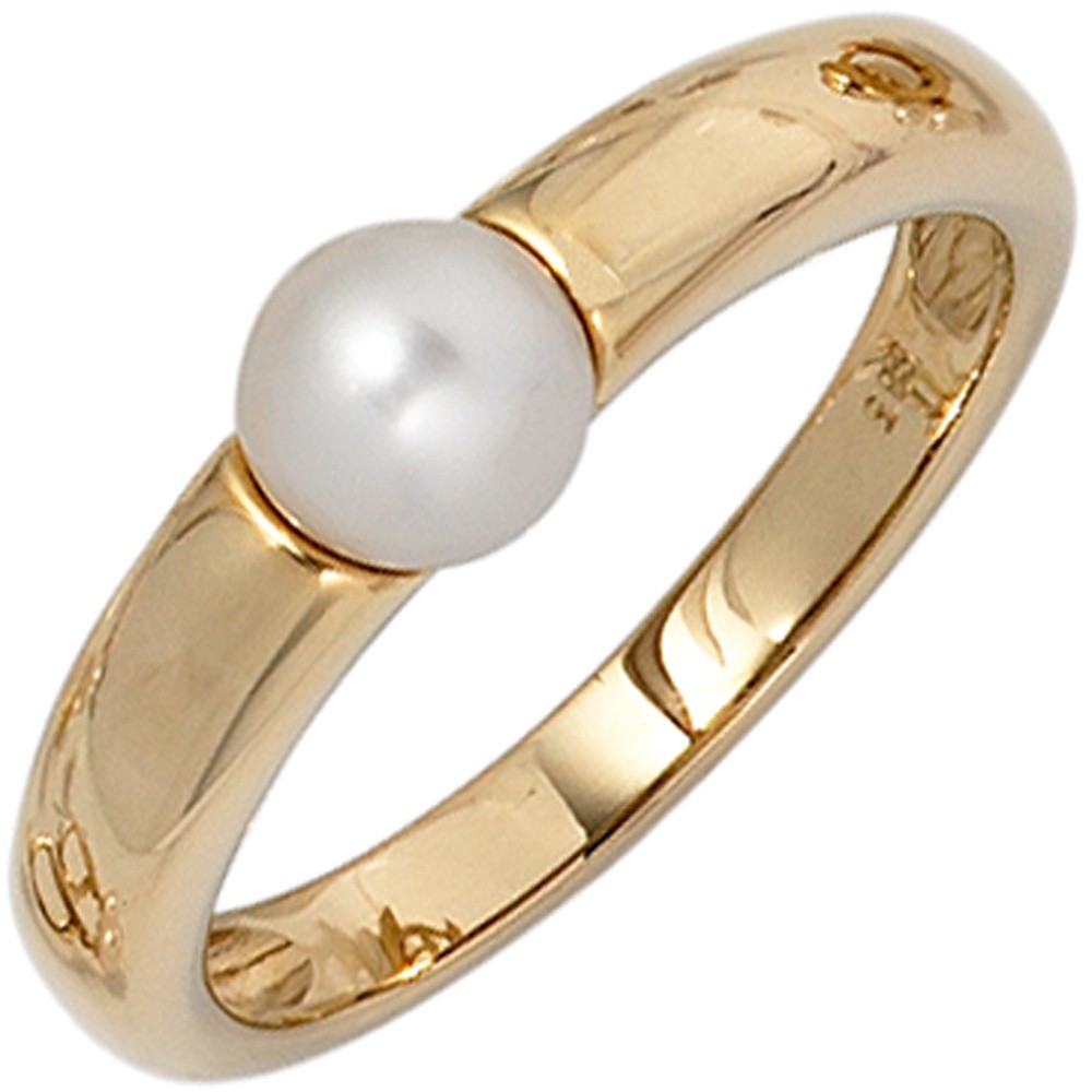 Jobo ladies' ring 585 gold yellow gold 1 freshwater pearl gold ring pearl ring RW: 50
