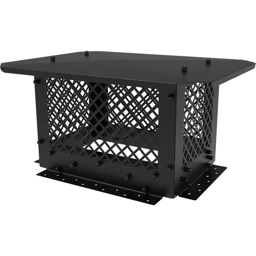 14 In. X 10 In. Black Galvanized Steel Fireplace Chimney Caps for Outside