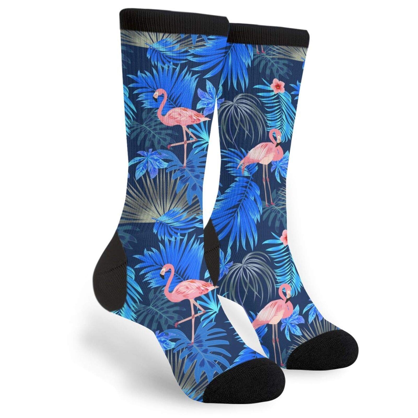 FREEHOTU Tropical Pink Flamingo Leaves Black Stripe Fun Colorful Novelty Grap...