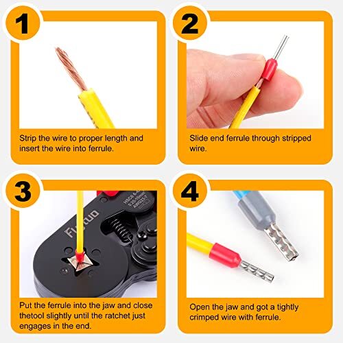 Ferrule Crimping Tool AWG23-7 Self-adjustable Ratchet Wire Ferrule Crimper HS...