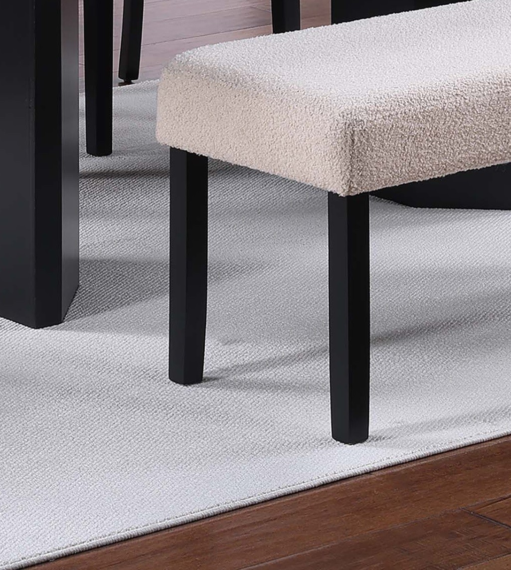 Classic Two-Tone Design White Faux Marble Top Dining Table 4x Side Chairs Benc