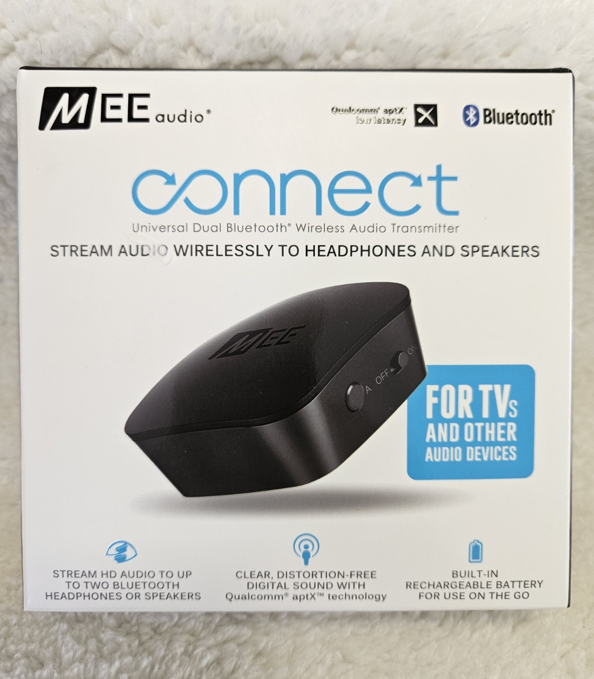 MEE audio Connect Dual Bluetooth Transmitter aptX LL Rechargeable RCA/TOSLINK