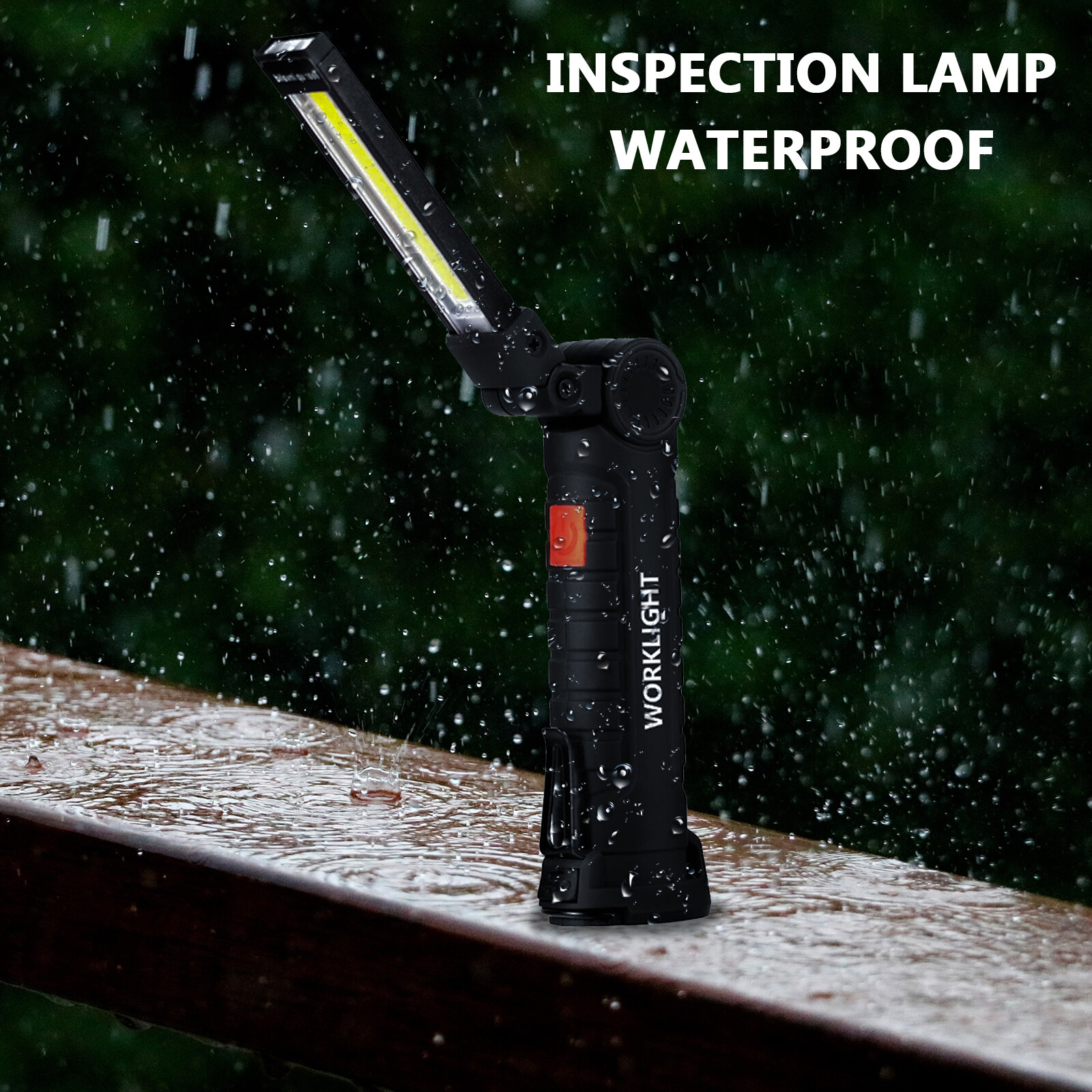 2x LED COB Red White Work Light USB Rechargeable Flashlight Magnetic Base Small