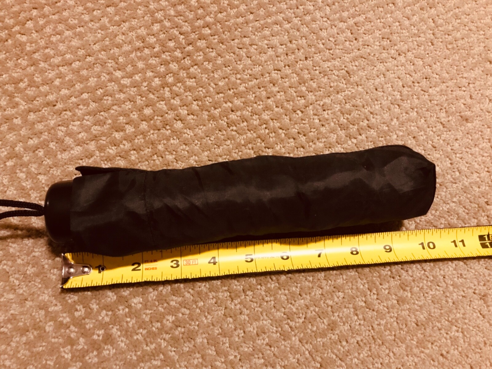 black polyester compact travel umbrella with cover, new
