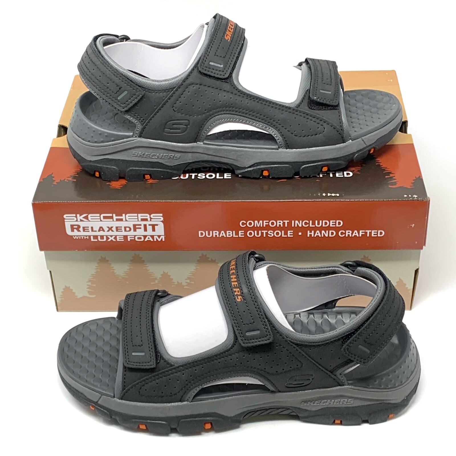 Skechers Men's Size 8 Vegan Tresman Garo Relaxed Fit Luxe Foam Sandals Grey