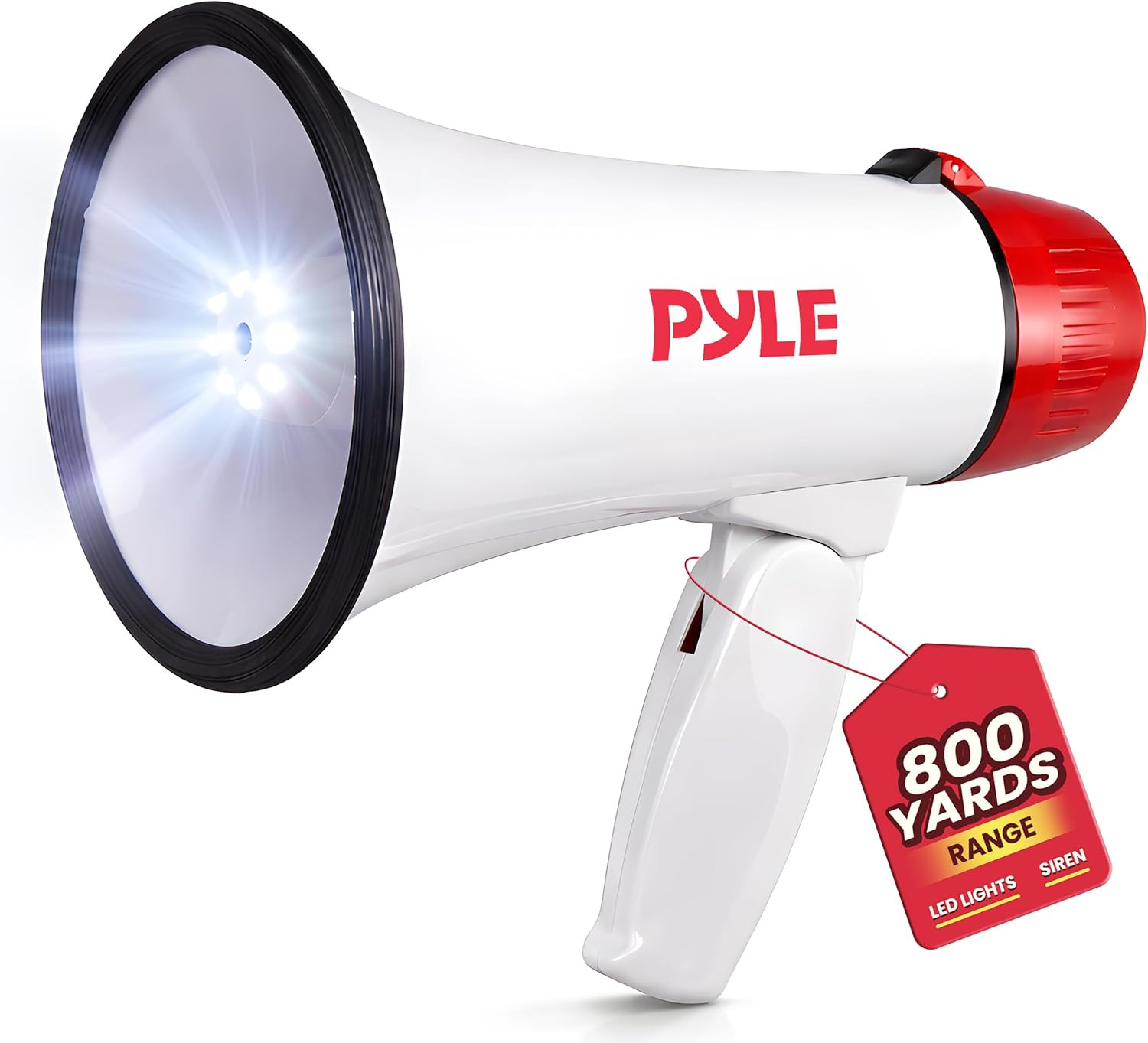 30W Megaphone Bullhorn with Built-In Siren, LED Lights Adjustable Volume Control