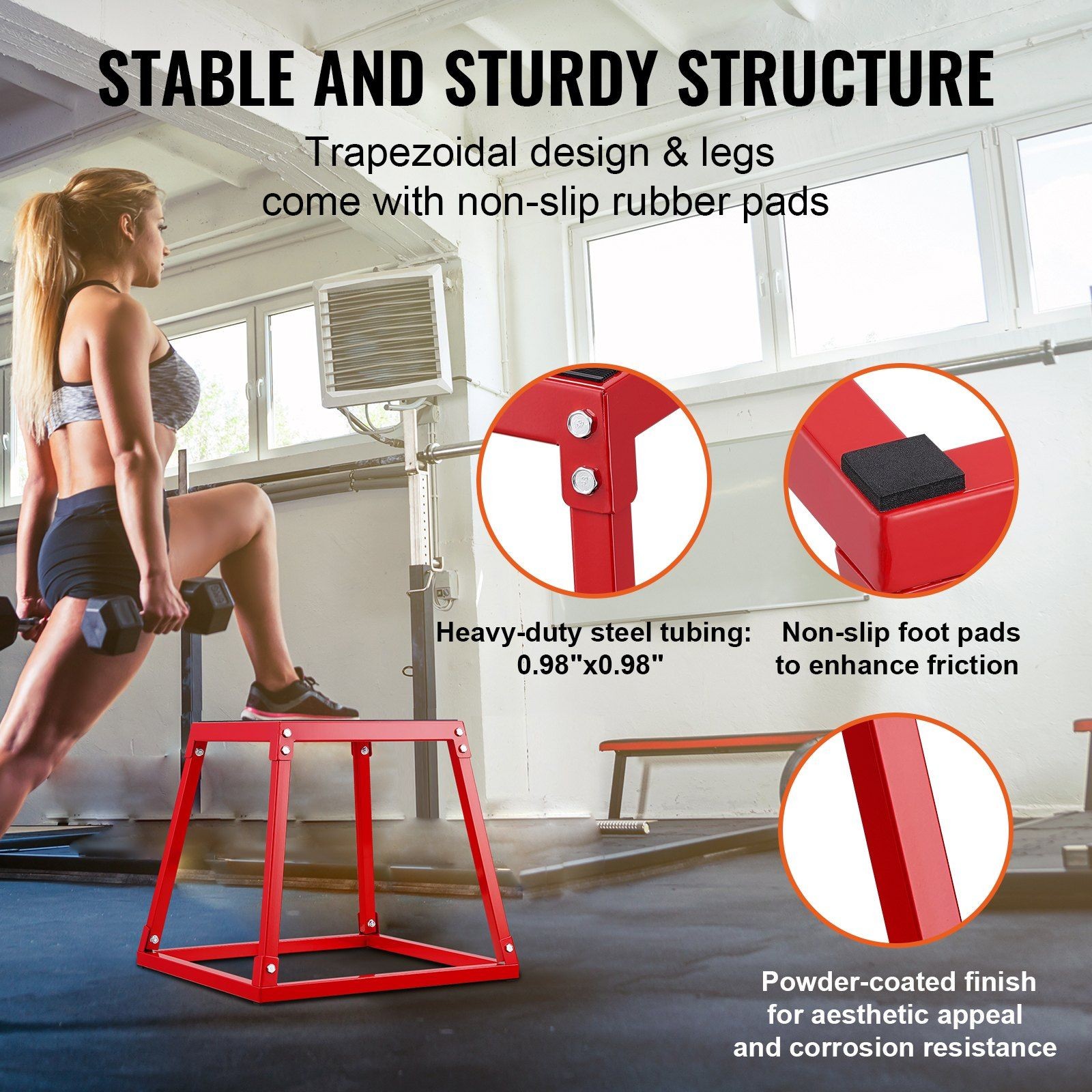 18in Home Gym Plyo Box 500lb Support Powder-Coated Anti-Slip Surface