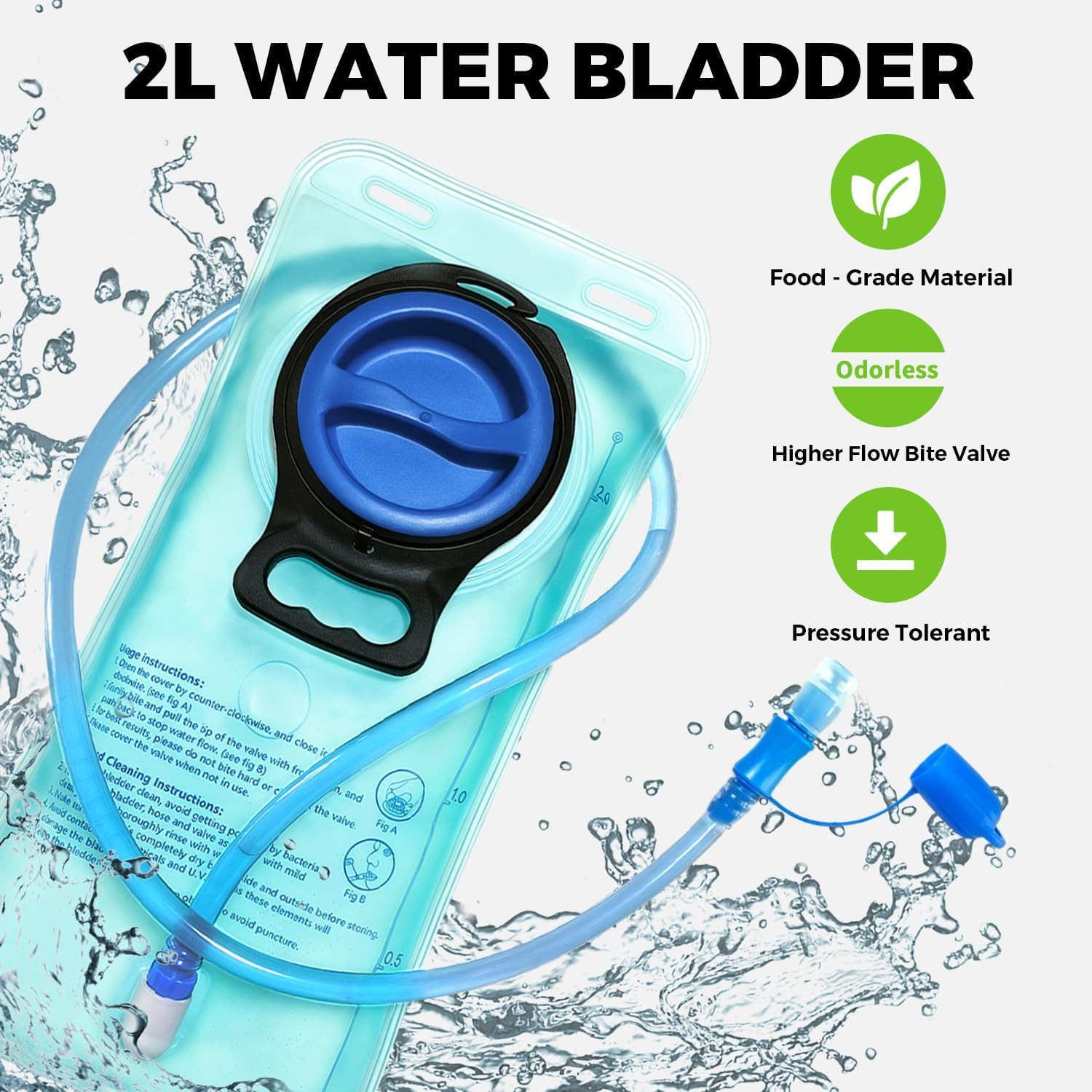Tactical Hydration Backpack with 2L Water Bladder and Front Small Tactical Pouch