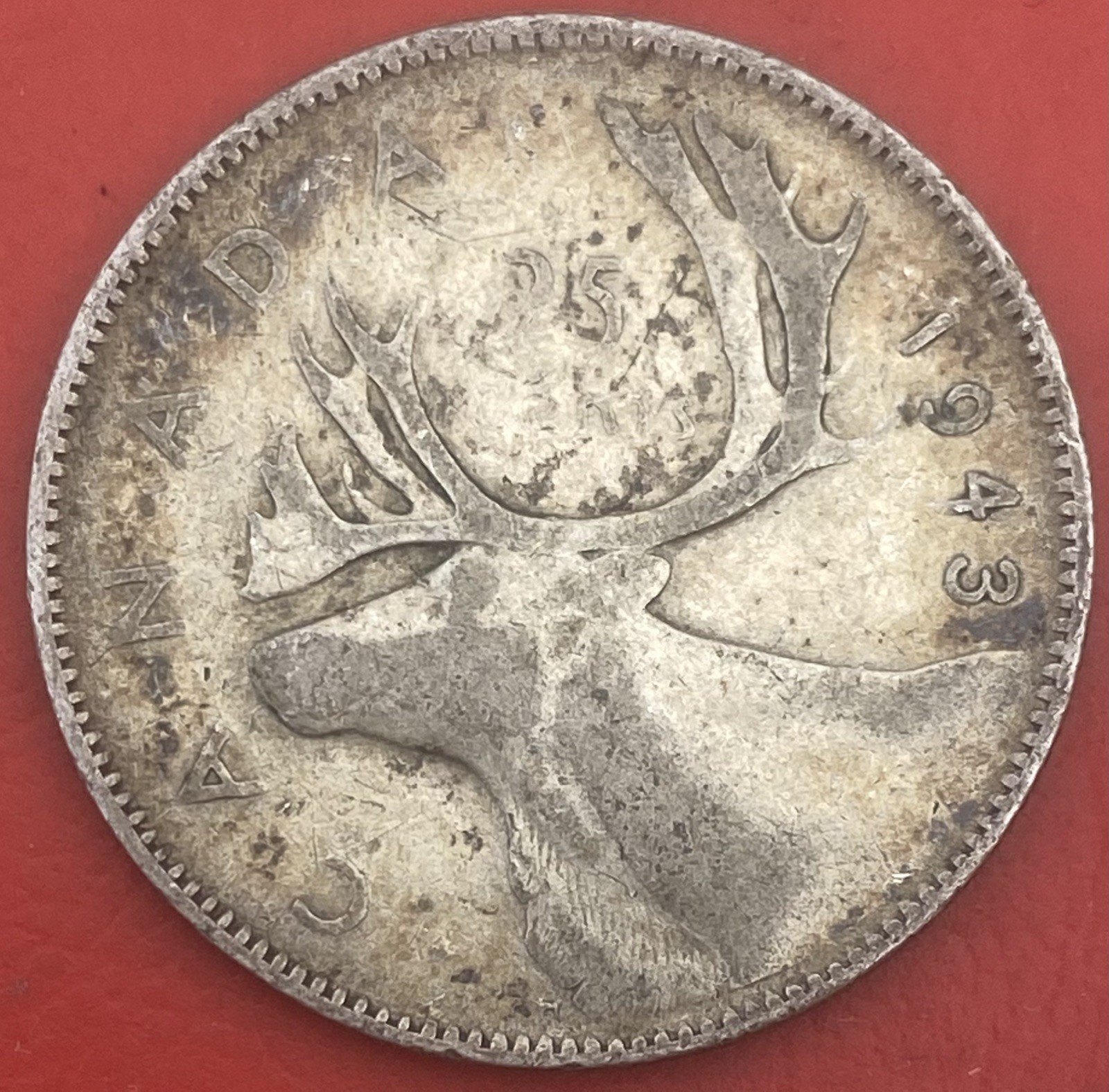 Canada 🇨🇦 1943 Quarter - Canada 25 Cent George VI Silver Coin
