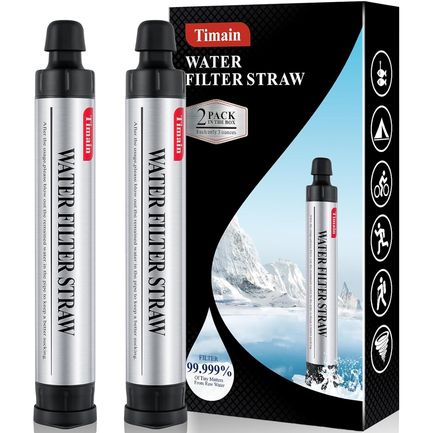 2 filtros de agua de 4 etapas purificador de supervivencia para viaje y camping