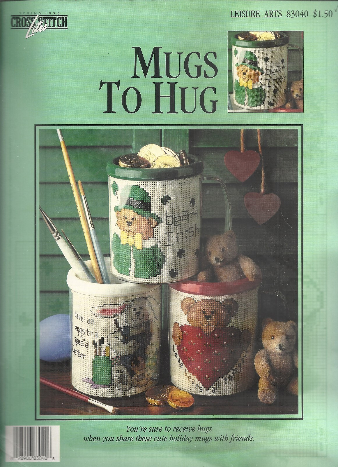 LEISURE ARTS MUGS TO HUG CROSS STITCH LEAFLET #83040 ©1993