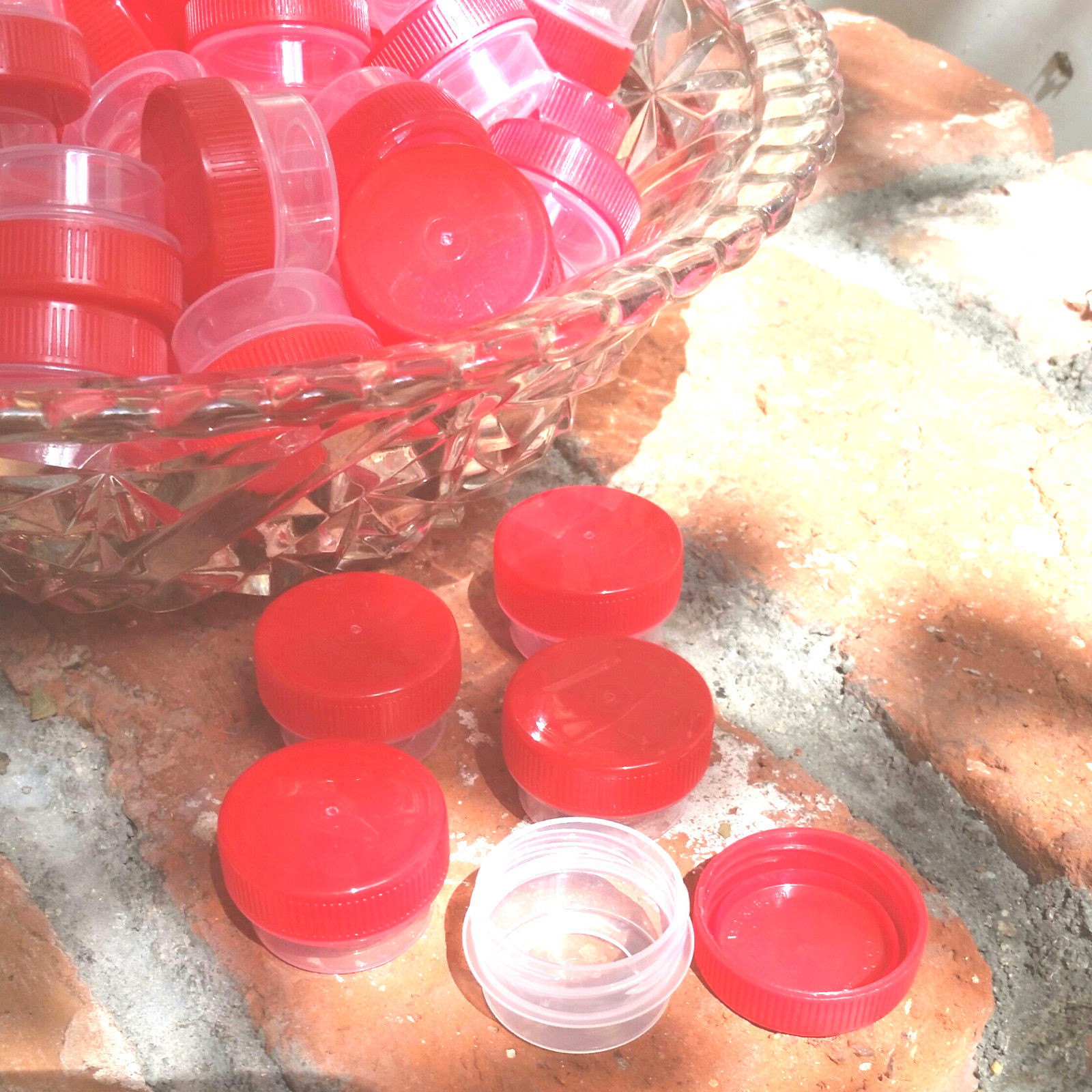 50 RED Cap JARS container Used for Hummingbird feeders 1 tsp 1/4 oz USA  #3301