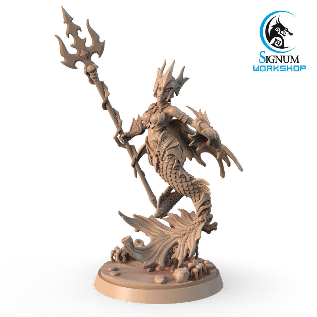 Shaa - Merfolk Fighter Trident - Signum Games - Fantasy D&D Mini