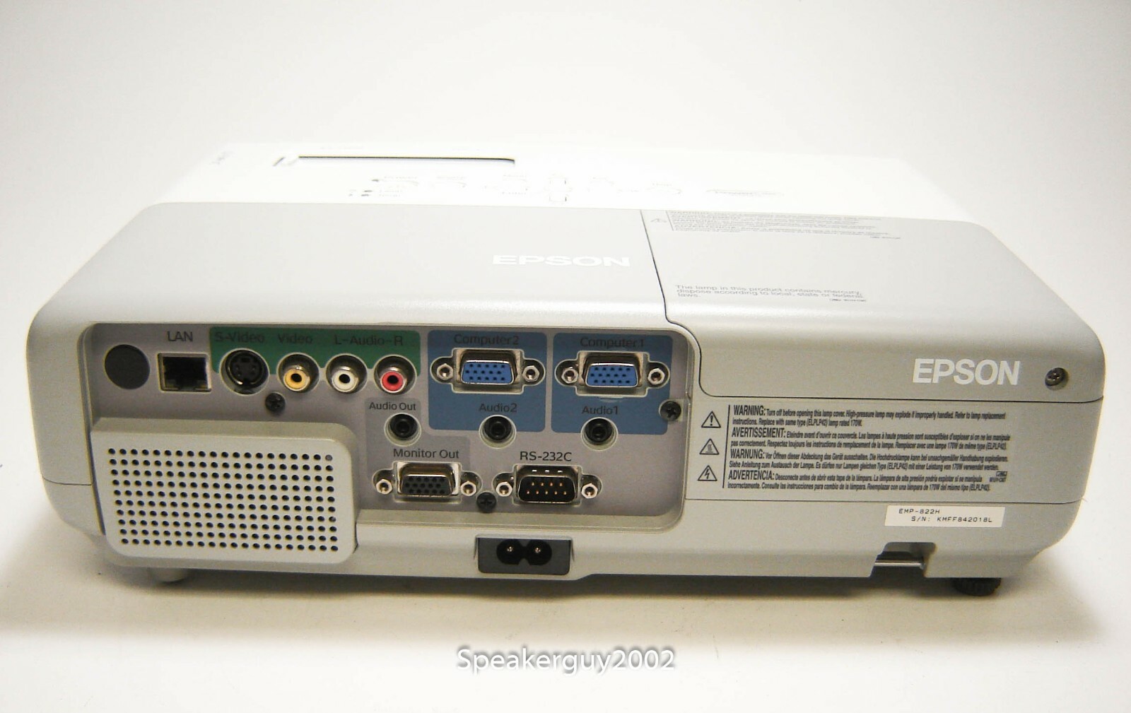 Epson PowerLite 822+ Projector / EMP-822H / 842018L -- CC