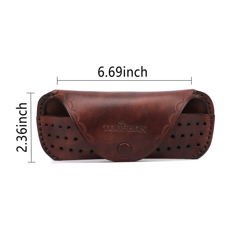 TOURBON Leather Eyeglasses Protector Case Glasses Carrier Belt Pouch Gift