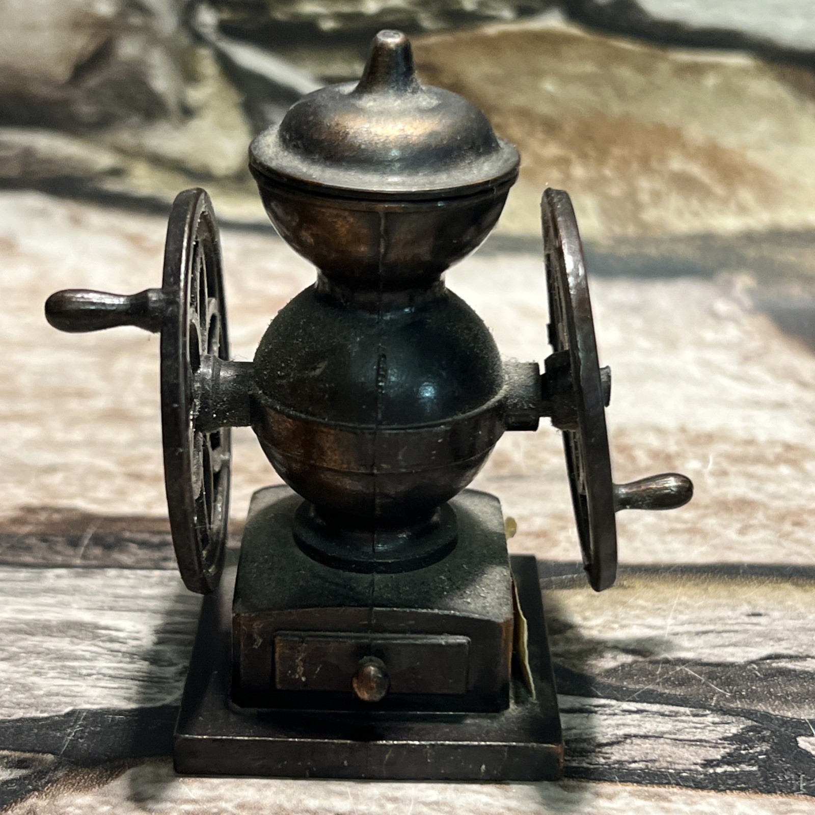 Vintage Mini Coffee Grinder Pencil Sharpener Bronze 2.75" Tall