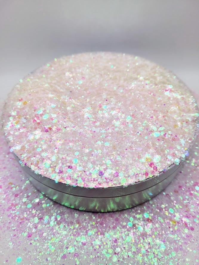 Iridescent Chunky White Glitter - Pink Lemonade 3 oz.