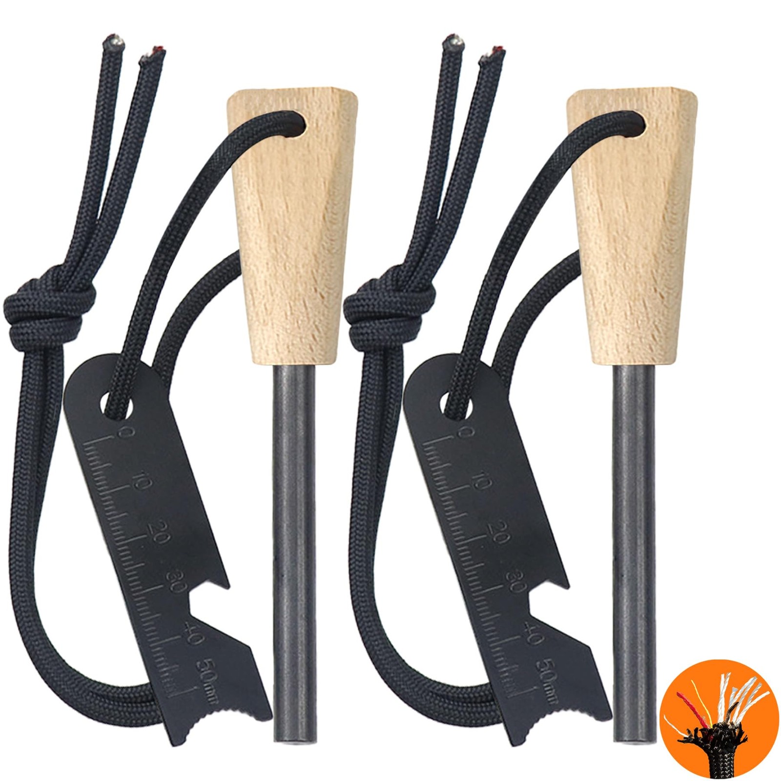 Fire Starter (2 Packs), All-Weather Magnesium Ferro Rod for Camping and Hikin...