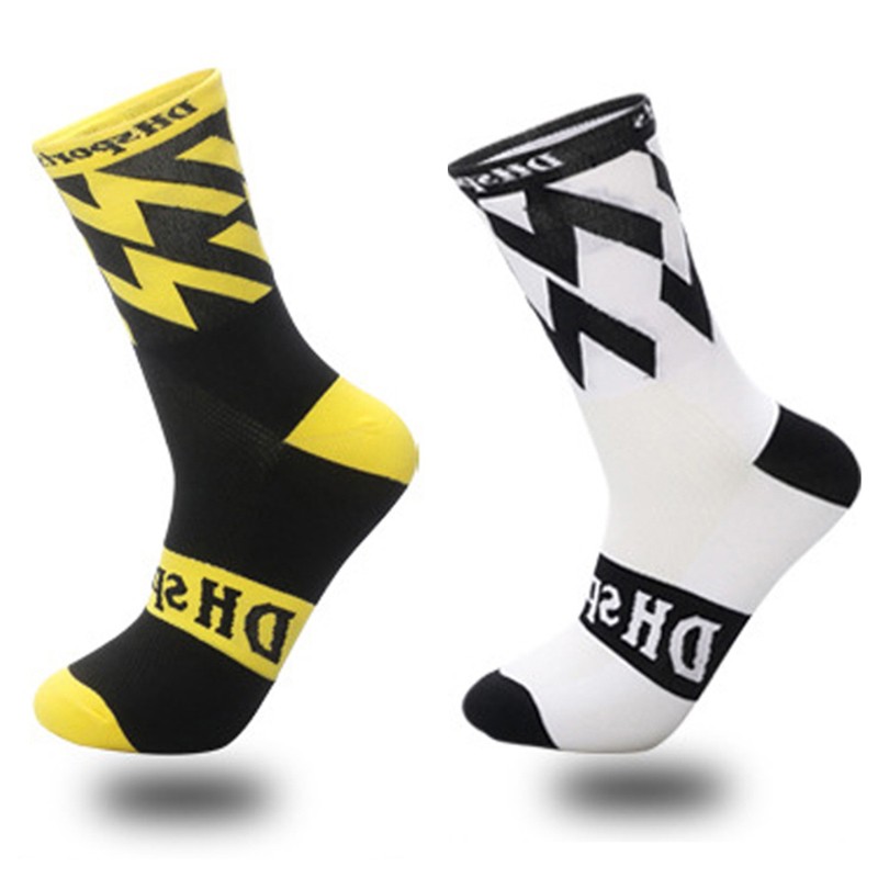 2Pairs Cycling Socks Riding Bicycle Bike Sports Ankle Socks XC MTB White Black