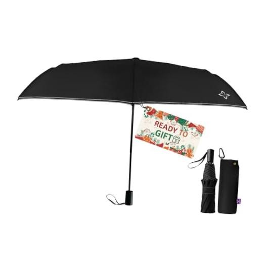 Windproof Travel Umbrella - Manual Open Close with No Rebound for Seniors Black