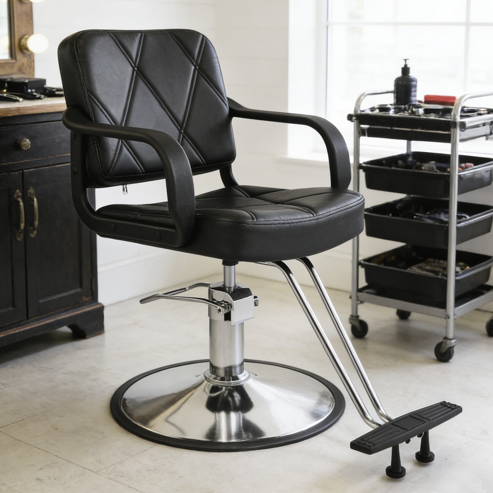 Black Classic Salon Hydraulic Barber Chair Beauty Spa Hair Dresser Stylist 360°