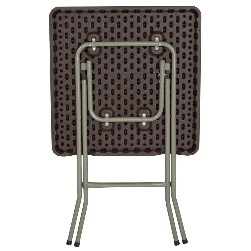 1.95-Foot Square Rattan Plastic Folding Table - Outdoor Event Table