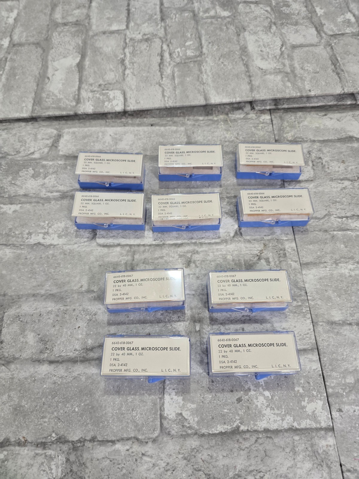 Vintage Bulk Lot 10 Glass Microscope Slides 22m square, 22x40mm 1oz Propper Mgt
