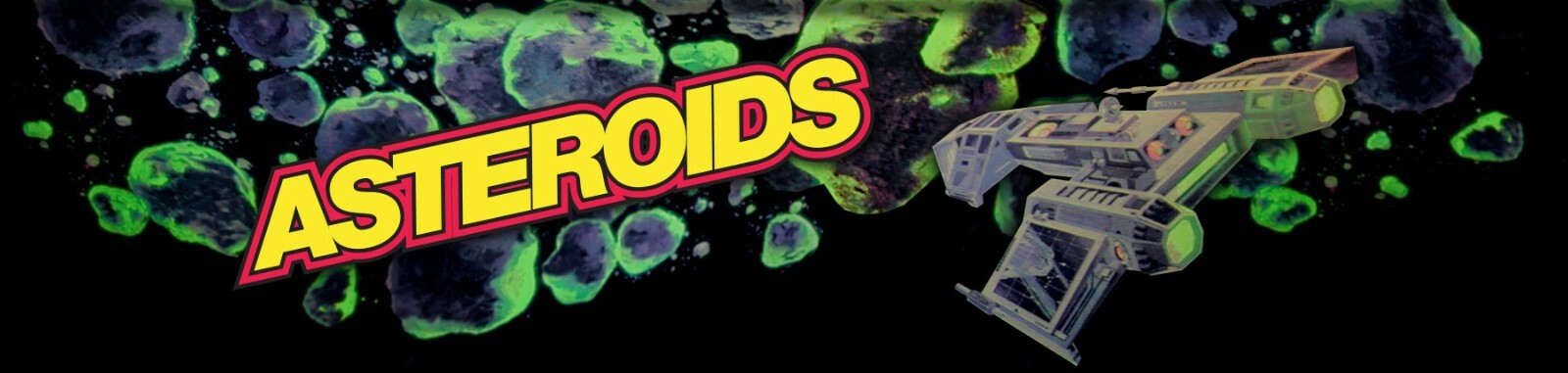 New Arcade Design Classics Marquee ASTEROIDS W/SHIP Art Sticker  16"x3"