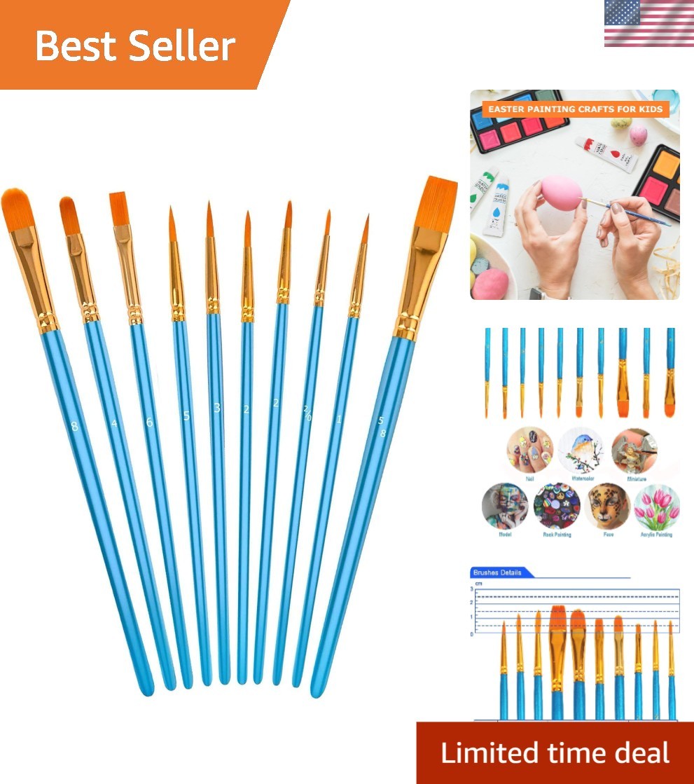 Durable 10-Piece Watercolor Paintbrush Set - Ideal for Artists of All Levels