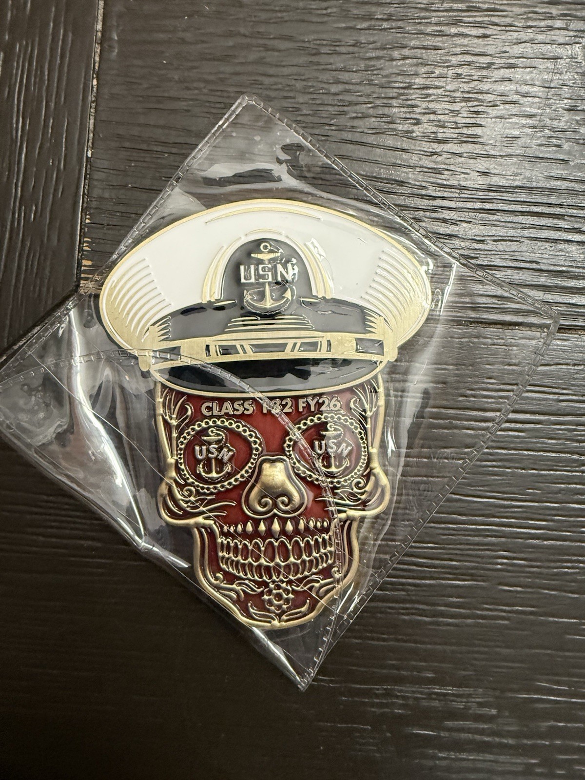 USN Class 132 FY 26 Red Sugar Skull Heritage Challenge Coin US Navy NEW