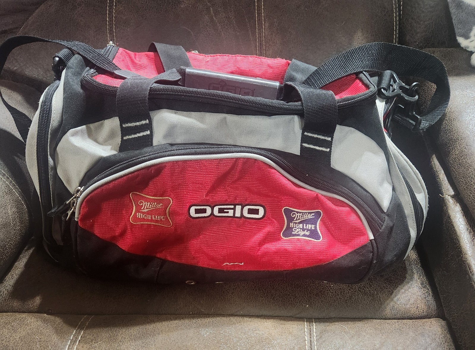 OGIO All Terrain Medium Grip Gym Bag Red Black Gray Polyester Zip Strap