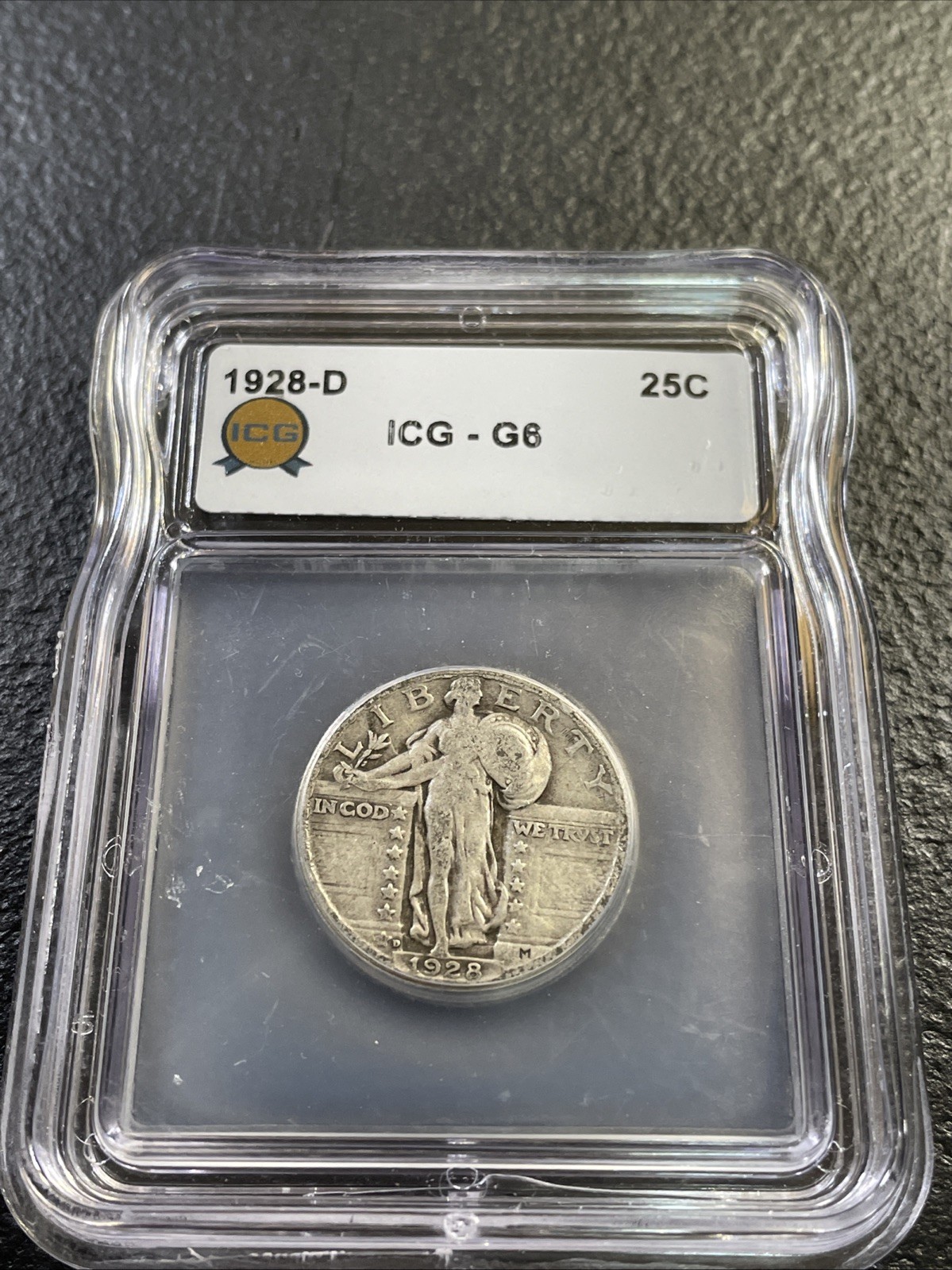 1928-D ICG-G6 Standing Liberty Quarter