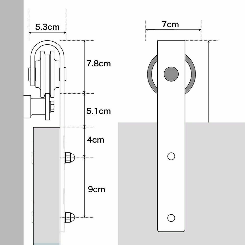 6.6 FT Sliding Barn Wood Door Basic Sliding Track Hardware Kit (Basic"J")