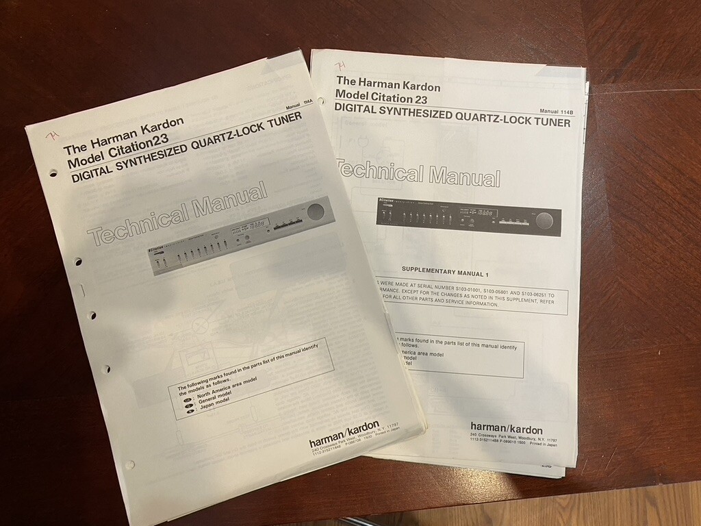 HARMAN KARDON CITATION 23 Service Manual *ORIGINAL* BOOK OR PDF-FREE SHIPPING