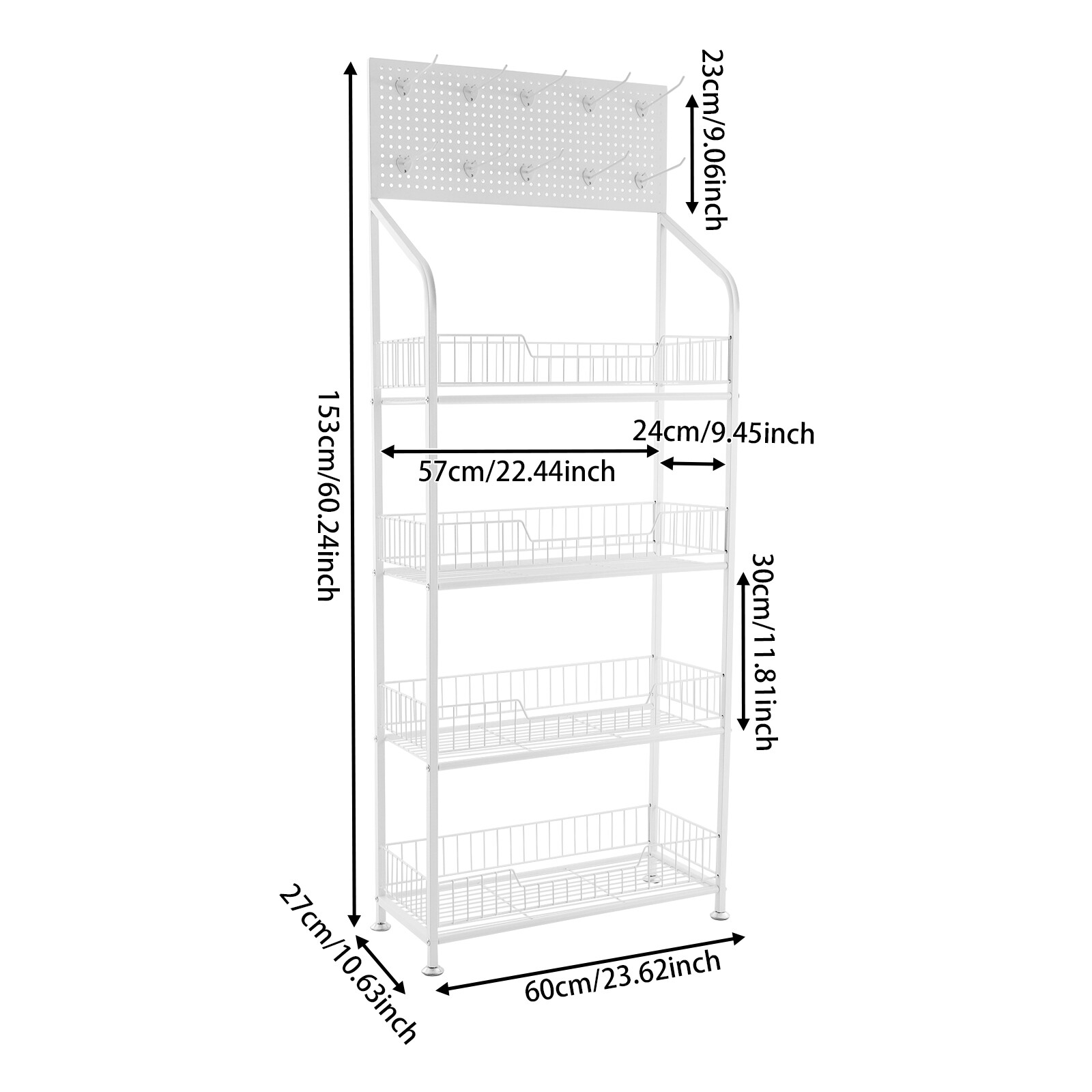 Snack Rack Stand with Hooks 4 Tier Retail Display Rack Snack Display Organizer