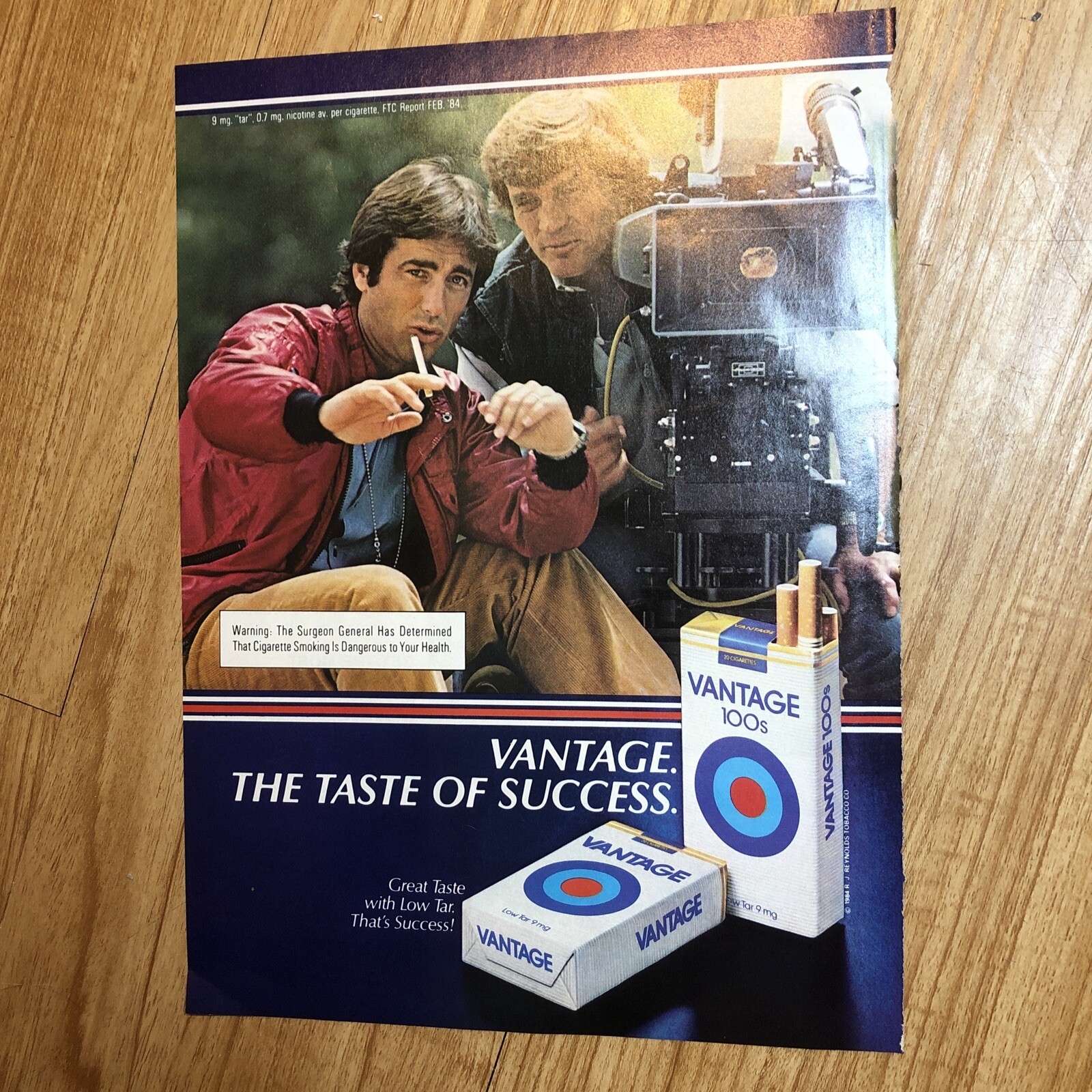 Vtg 1984 Print AdTobacco Cigarette VANTAGE The Vantage Point Movie Set Camera