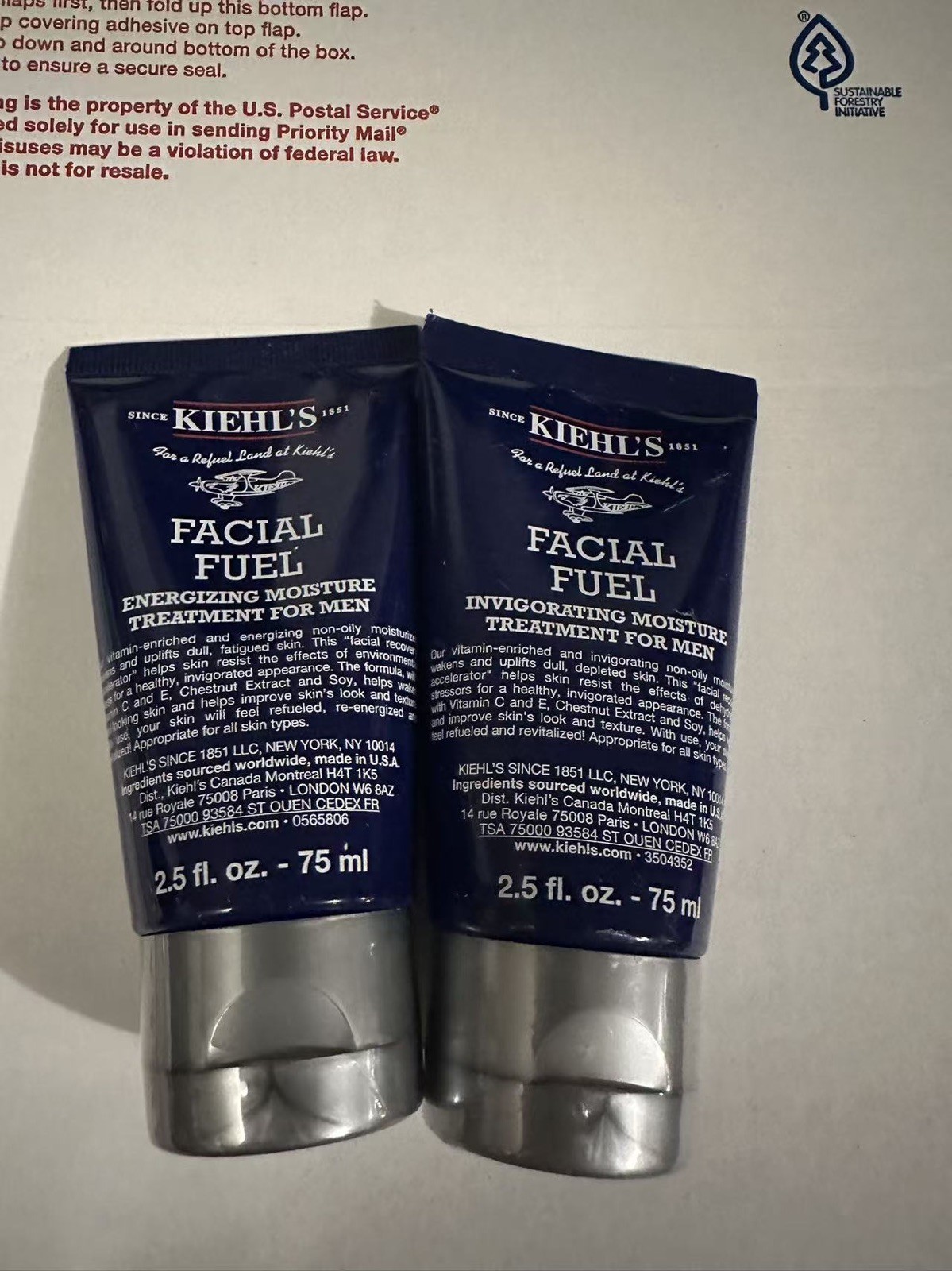 PAIR Of Kiehl's Facial Fuel Energizing Moisture For Men 2.5 oz / 75 ml NEW
