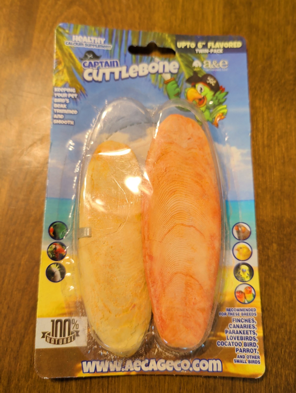 Bird, AE Cage Company Captain Cuttlebone Flavored Cuttlebone 6" Long (2 count)