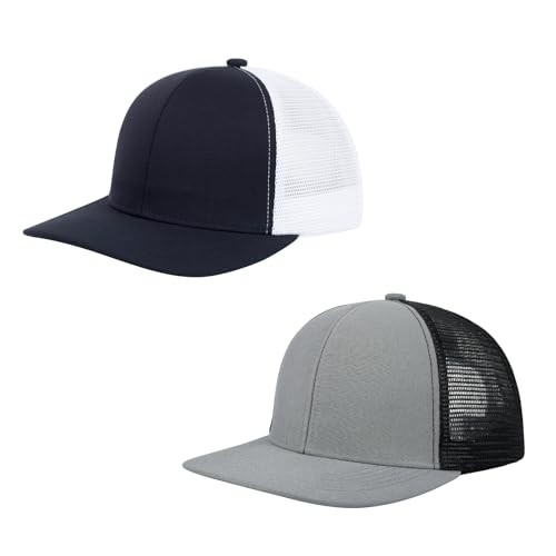 Trucker Hat Breathable Mesh Baseball Cap Snapback Hat #2 Navywhite Greyblack