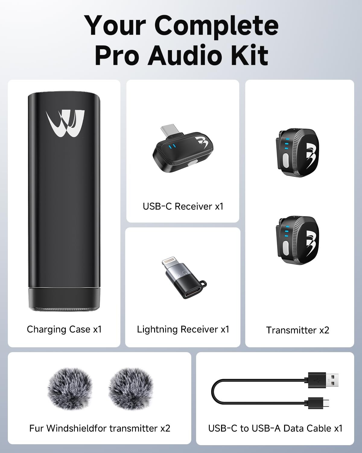 2 Pack Wireless lavalier Microphone,Mini Microphone (Lightning/USB Black Small